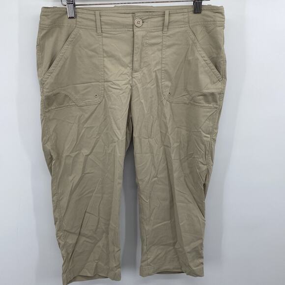 COLUMBIA PFG Khaki Cropped Outdoor Camping Fishing Pants Size 10 Inseam 20" - Picture 1 of 7